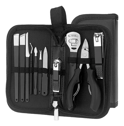 Set Profesional Manicure Pedicure 11 Piezas Estuche Negro
