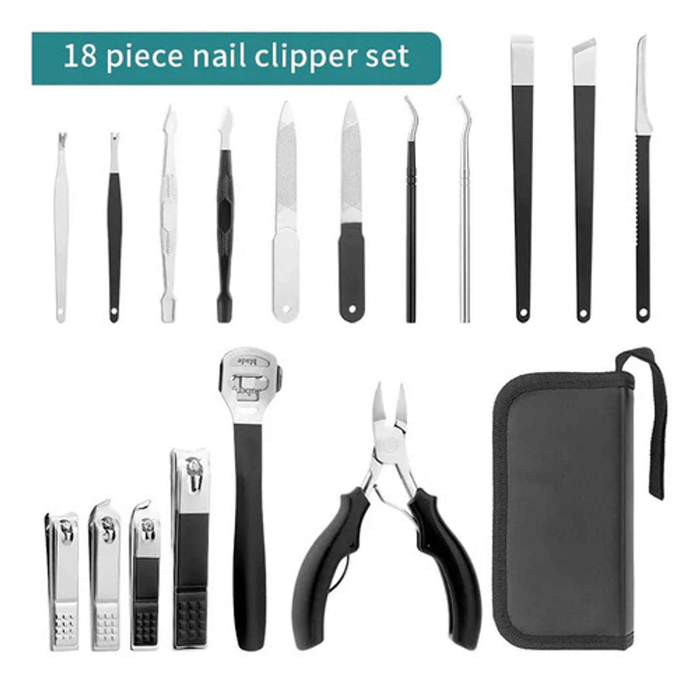 Set Profesional Manicure Pedicure 11 Piezas Estuche Negro 3