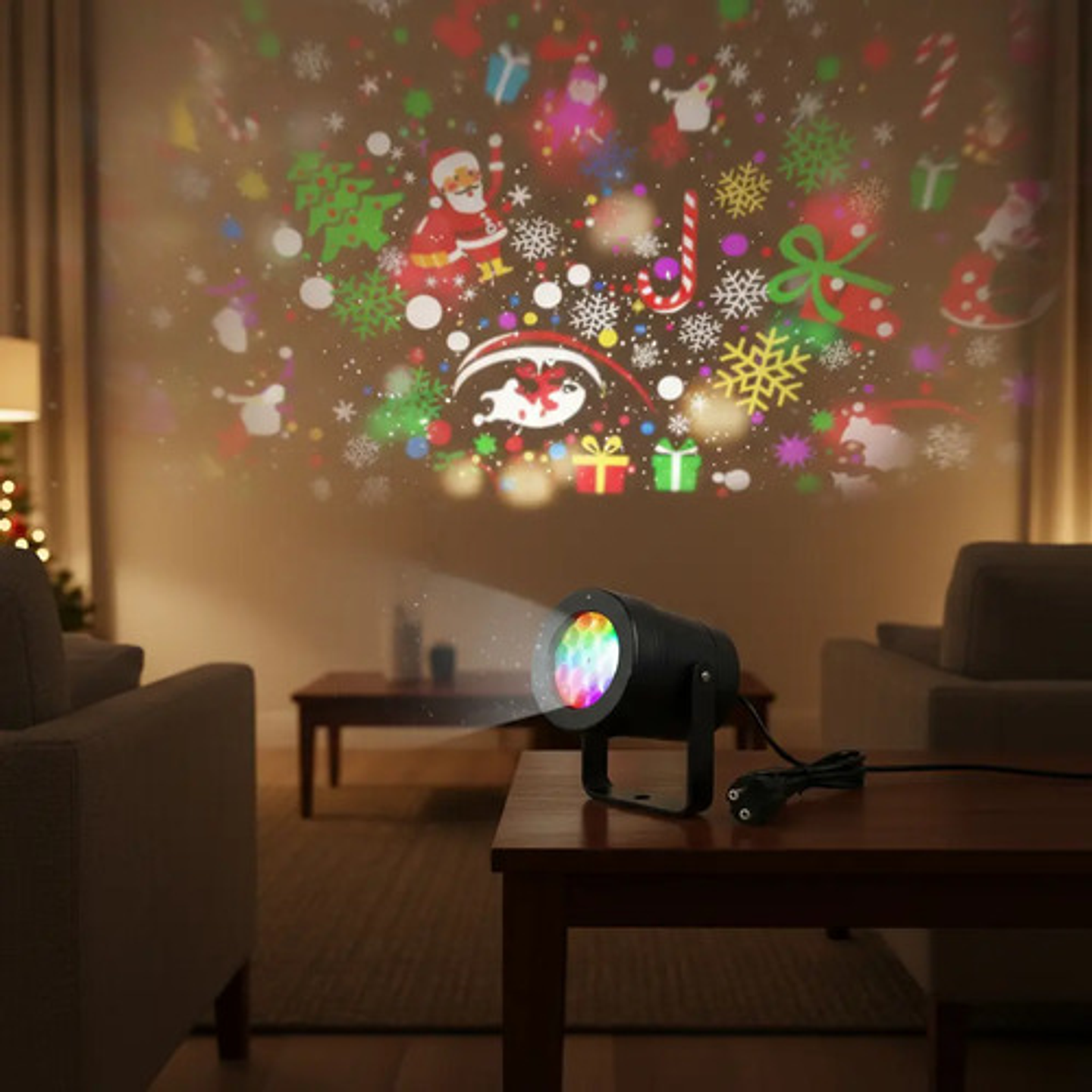 Proyector Led Multicolor Navidad Thek Para Interior Y Exterior Bajo Techo 2