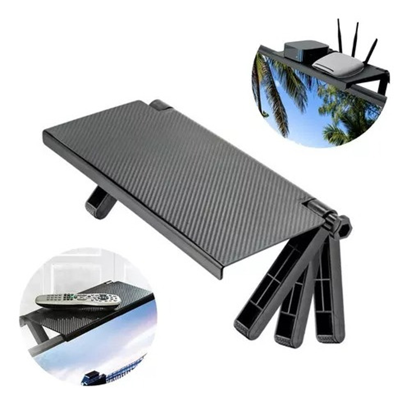 Repisa Estante Soporte Sobre Pantalla Tv Ajustable Plegable Color Negro 10