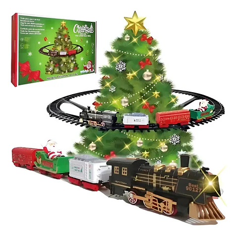 Tren Navideño Para Árbol Giratorio Con Luces Y Sonido Thek