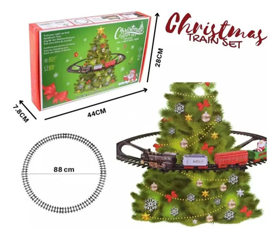 Tren Navideño Para Árbol Giratorio Con Luces Y Sonido Thek 3