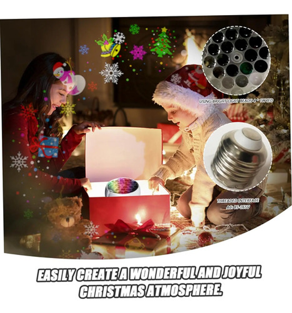 Foco Proyector Navideño Led E27 Con Efectos Coloridos 7