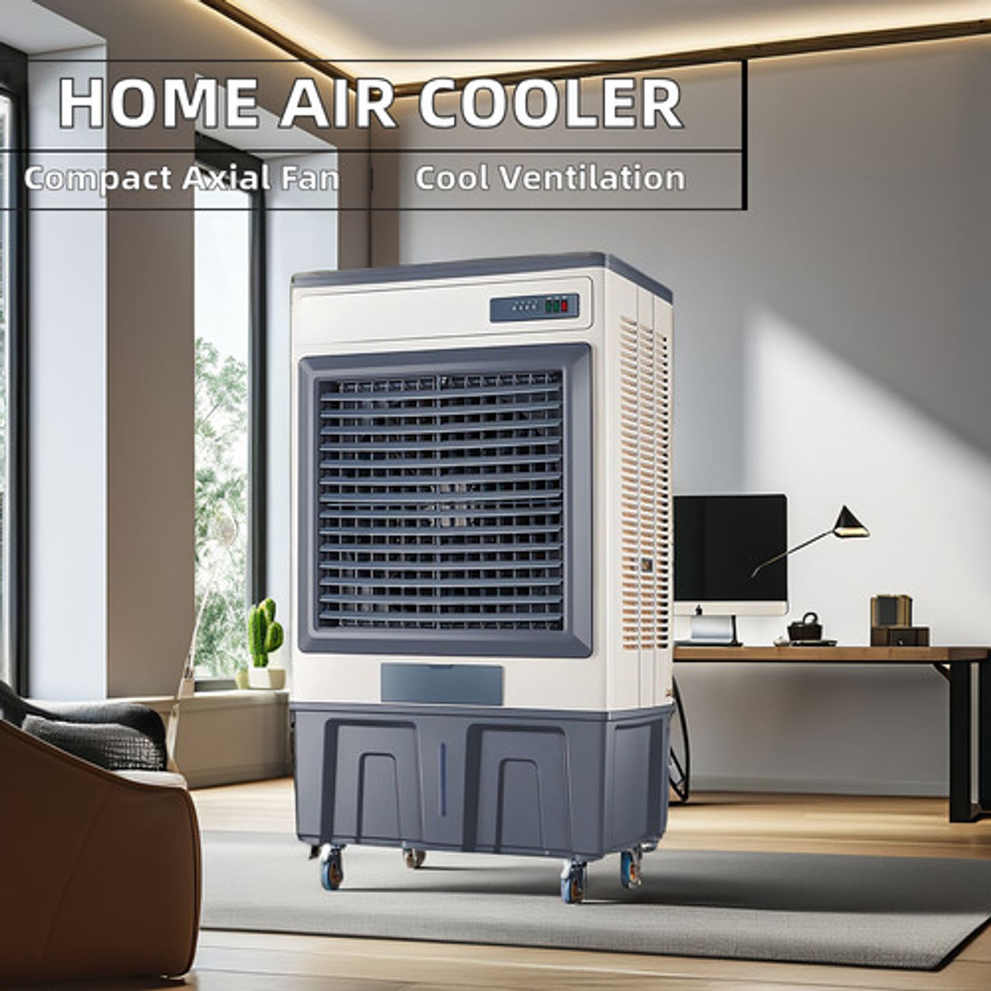 Enfriador De Aire Evaporativo Industrial Thek 120l 750w Modelo T1400 Oscilante Gris Oscuro 7