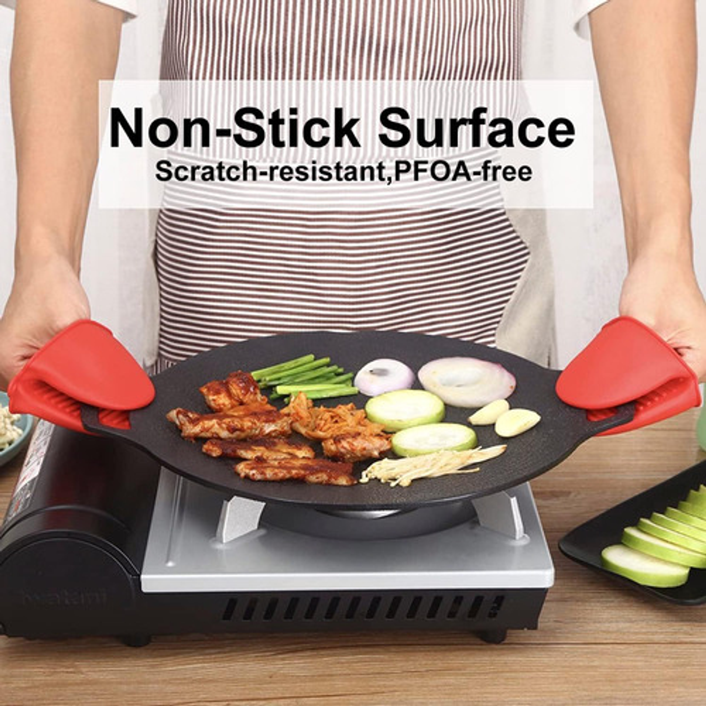 Sarten Parrilla Coreana Antiadherente Sin Humo 36 Cm Budare Negro 5