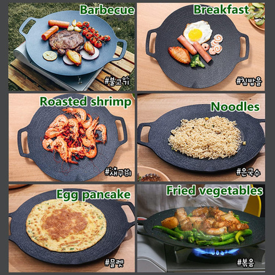 Sarten Parrilla Coreana Antiadherente Sin Humo 36 Cm Budare Negro 6