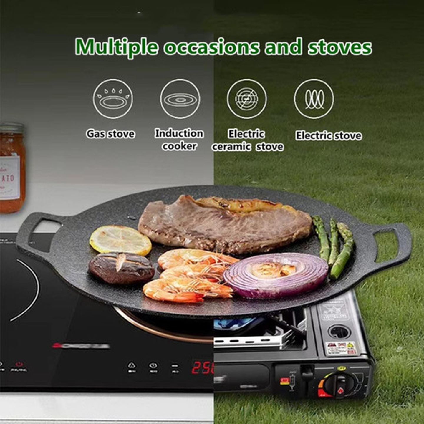 Sarten Parrilla Coreana Antiadherente Sin Humo 36 Cm Budare Negro 7