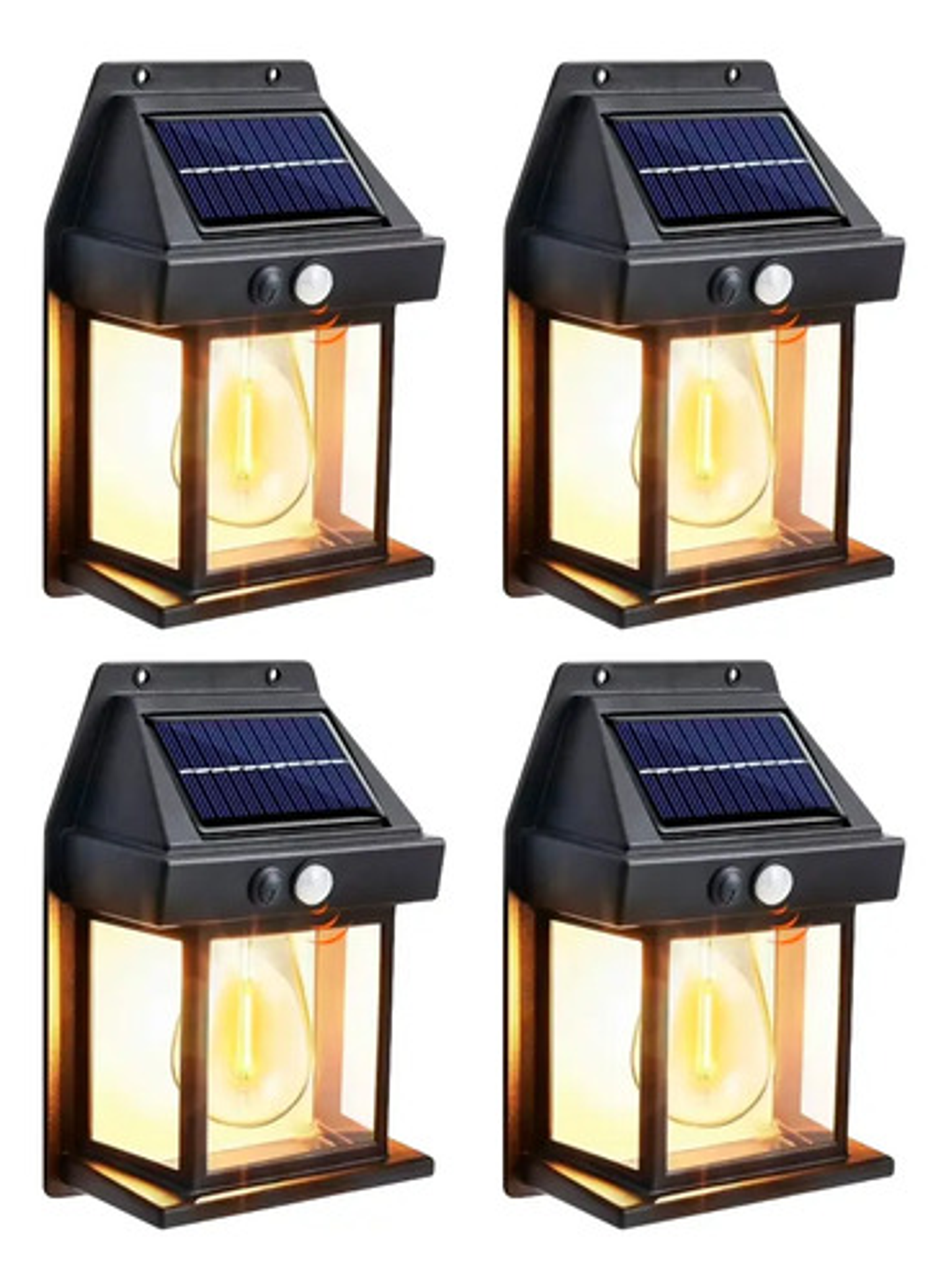 Pack X4 Apliques Solares Vintage Exterior Con Sensor Pir 2