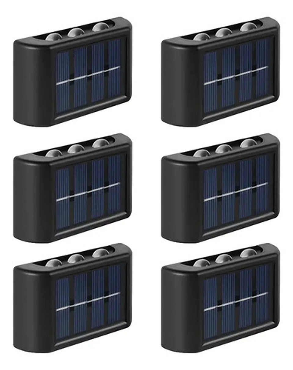 Pack X6 Aplique Solar Exterior Luz Calida Aplique Muro 1