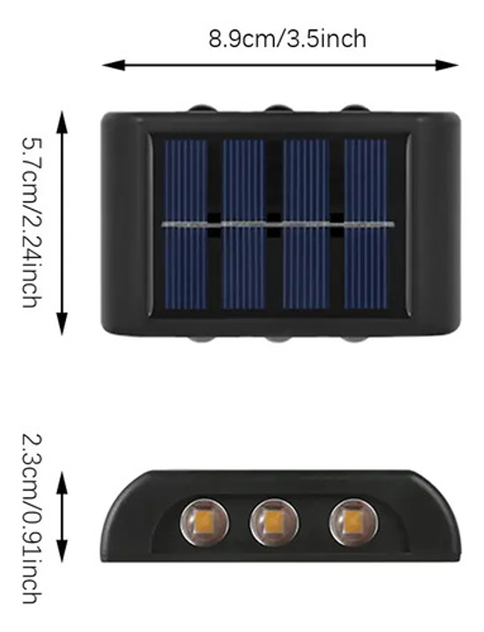 Pack X6 Aplique Solar Exterior Luz Calida Aplique Muro 3