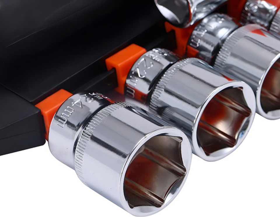 Juego De Llaves De Vaso Con Carraca 12 Piezas Acero Negro 2