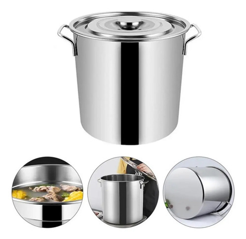 Olla Marmita Acero Inoxidable 50l Con Tapa Reforzada Plateado 1