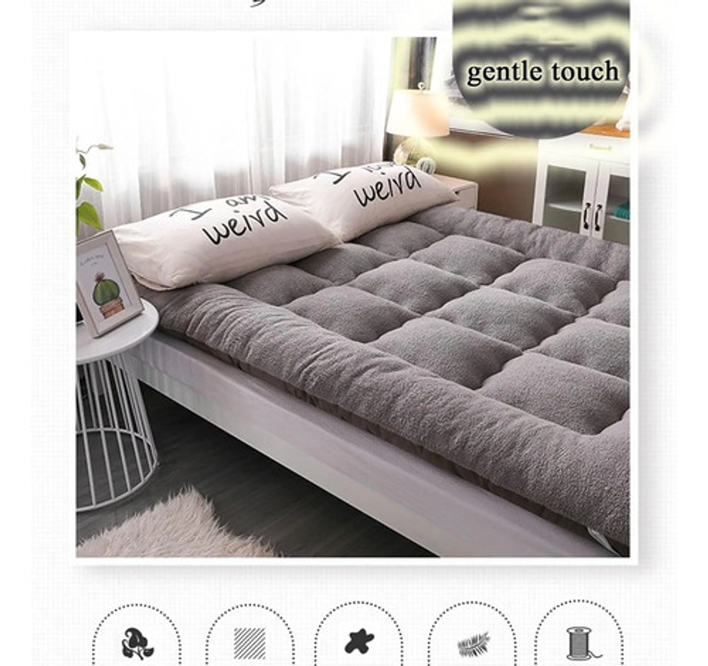 Topper 1.5 Plaza 105x200 Acolchado Suave Confort Premium Azar Liso 1.5 Plazas 4