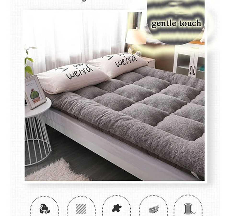 Topper 1.5 Plaza 105x200 Acolchado Suave Confort Premium Azar Liso 1.5 Plazas 4