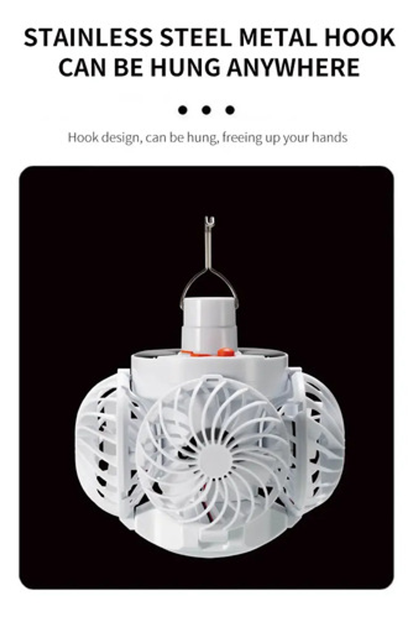 Ventilador Solar 2 En 1 Con Luz Led Plegable Camping Exterio Blanco 5