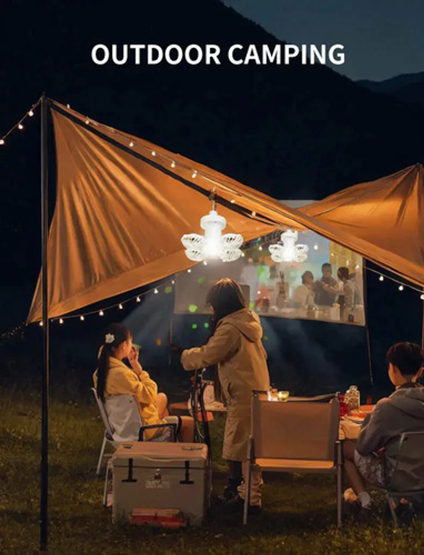 Ventilador Solar 2 En 1 Con Luz Led Plegable Camping Exterio Blanco 9