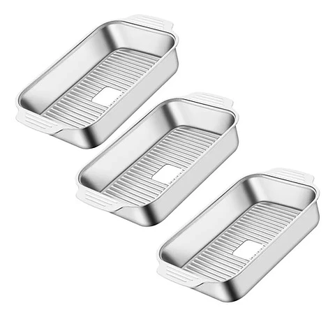 X3 Bandeja Acero Inoxidable Para Asadera 41x24x8