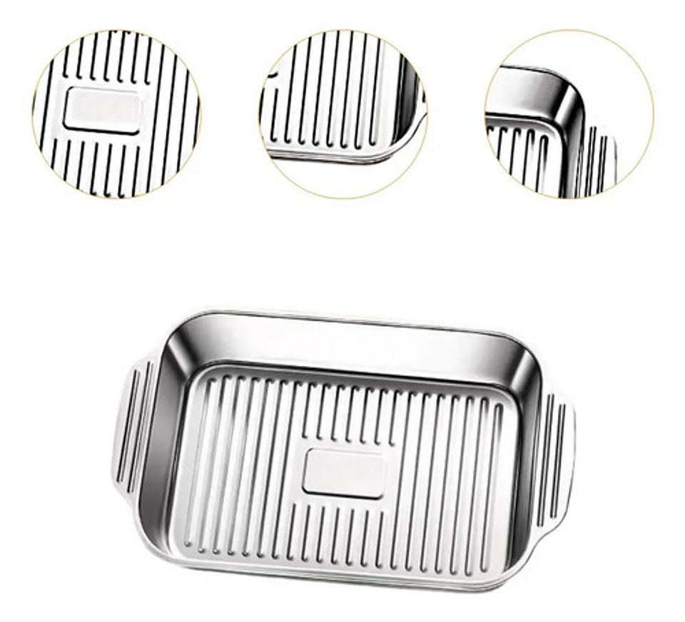 X3 Bandeja Acero Inoxidable Para Asadera 41x24x8 4