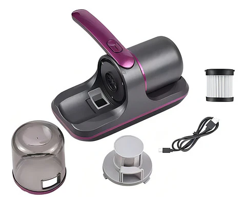 Aspiradora Uv Mata Ácaros Portátil Filtro Hepa Recargable Negro