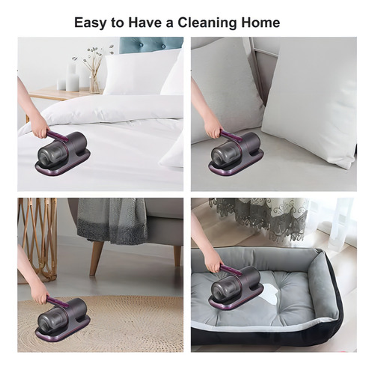 Aspiradora Uv Mata Ácaros Portátil Filtro Hepa Recargable Negro 9