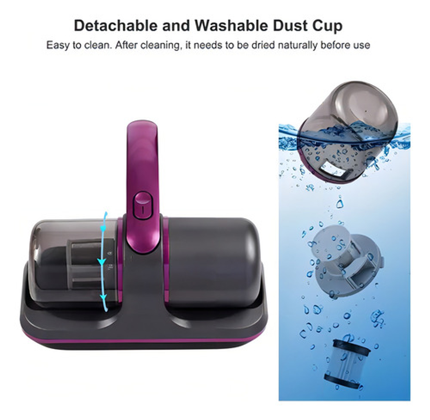 Aspiradora Uv Mata Ácaros Portátil Filtro Hepa Recargable Negro 10