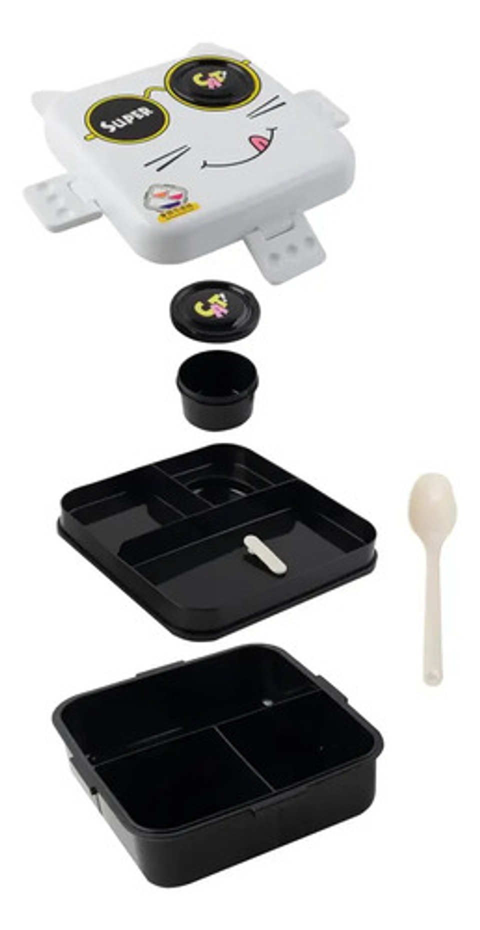 Lonchera Infantil Super Cat Con Compartimentos Y Cubiertos 1