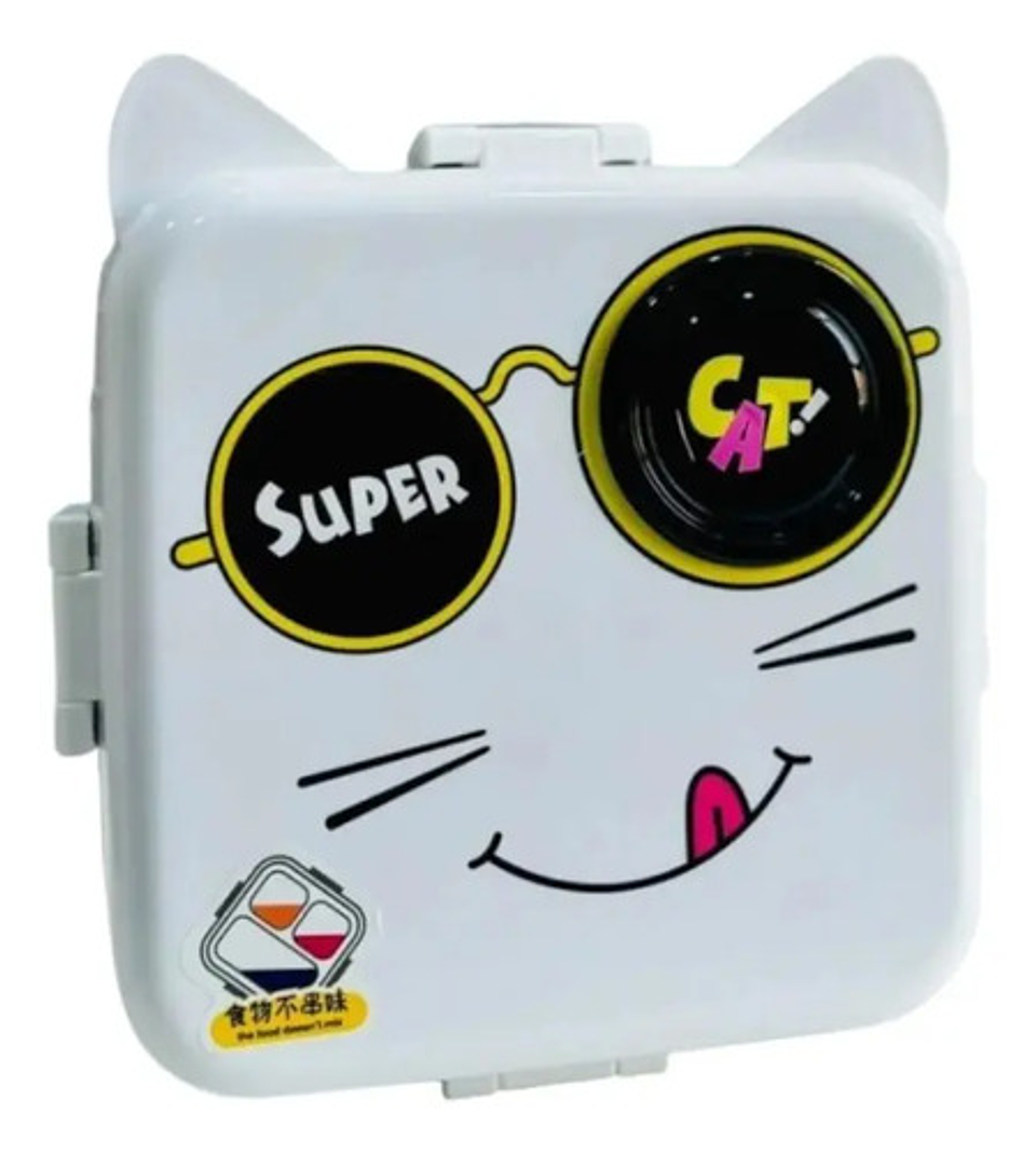 Lonchera Infantil Super Cat Con Compartimentos Y Cubiertos 7
