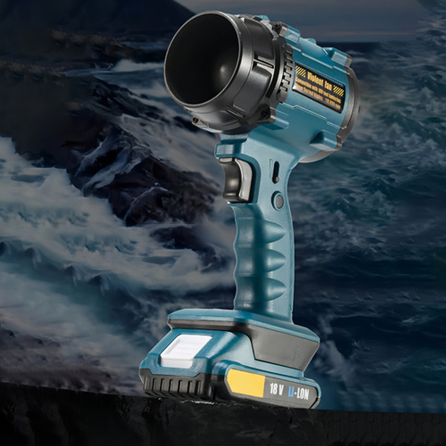 Soplador Aire Eléctrico Turbo Inalámbrico Potente Ajustable Color Azul Petróleo 3