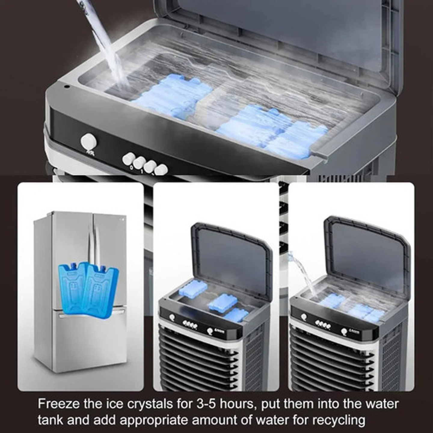 Ventilador Portátil Enfriador De Aire 120w 35l Área Gris 6