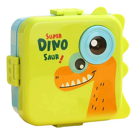 Lonchera Infantil Super Dino Con Compartimentos + Taza