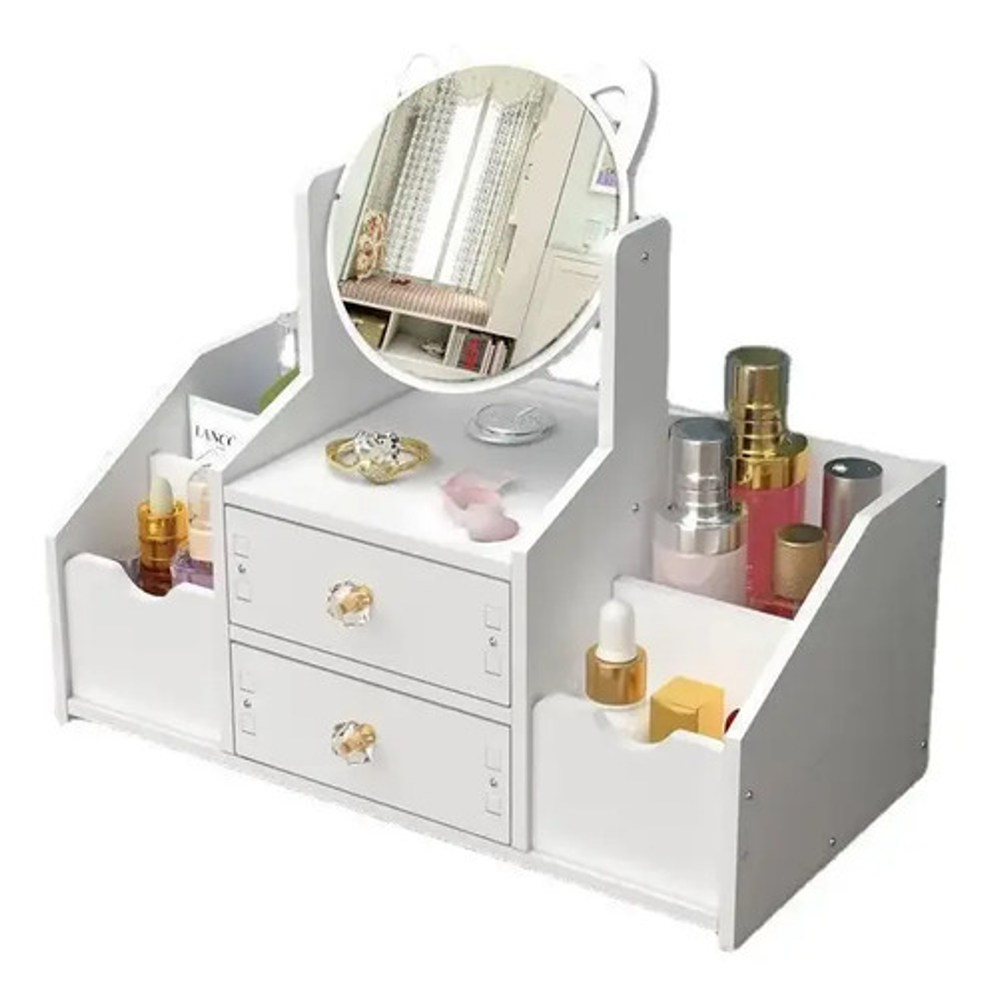 Organizador De Maquillaje Con Espejo Y Cajones Blanco 1