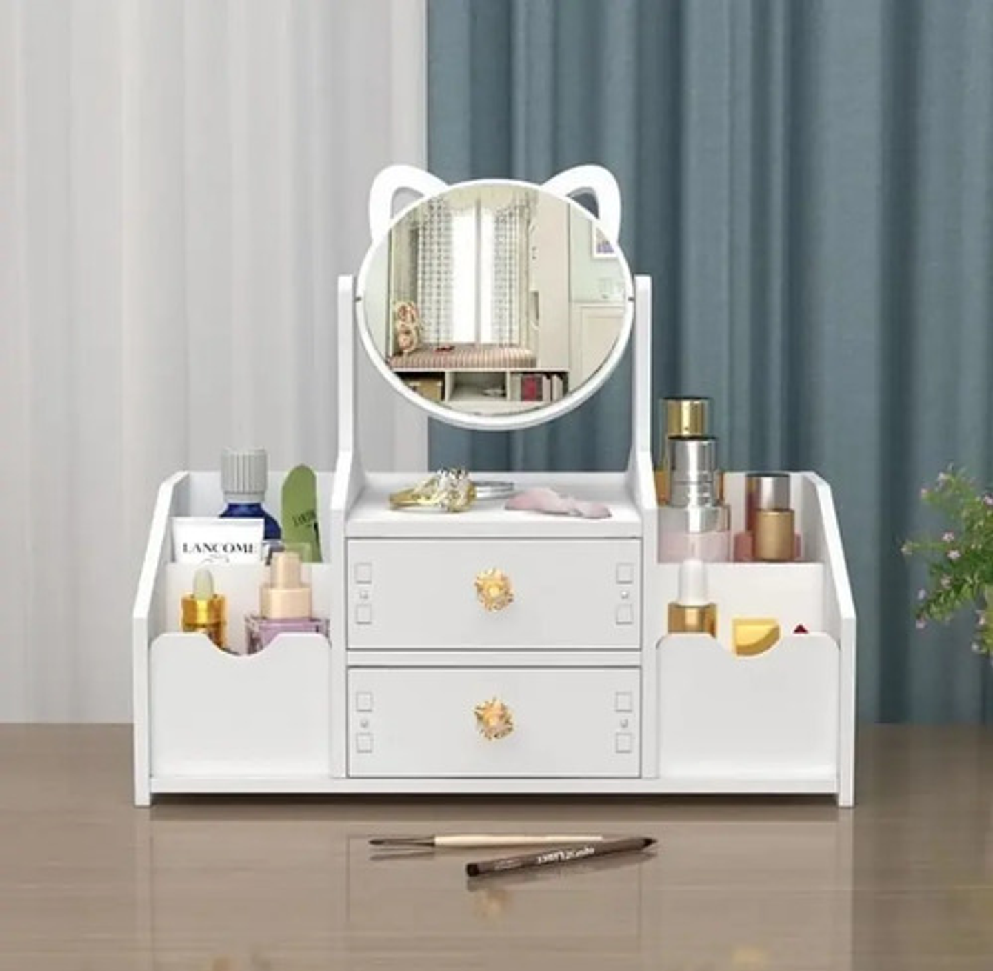 Organizador De Maquillaje Con Espejo Y Cajones Blanco 3