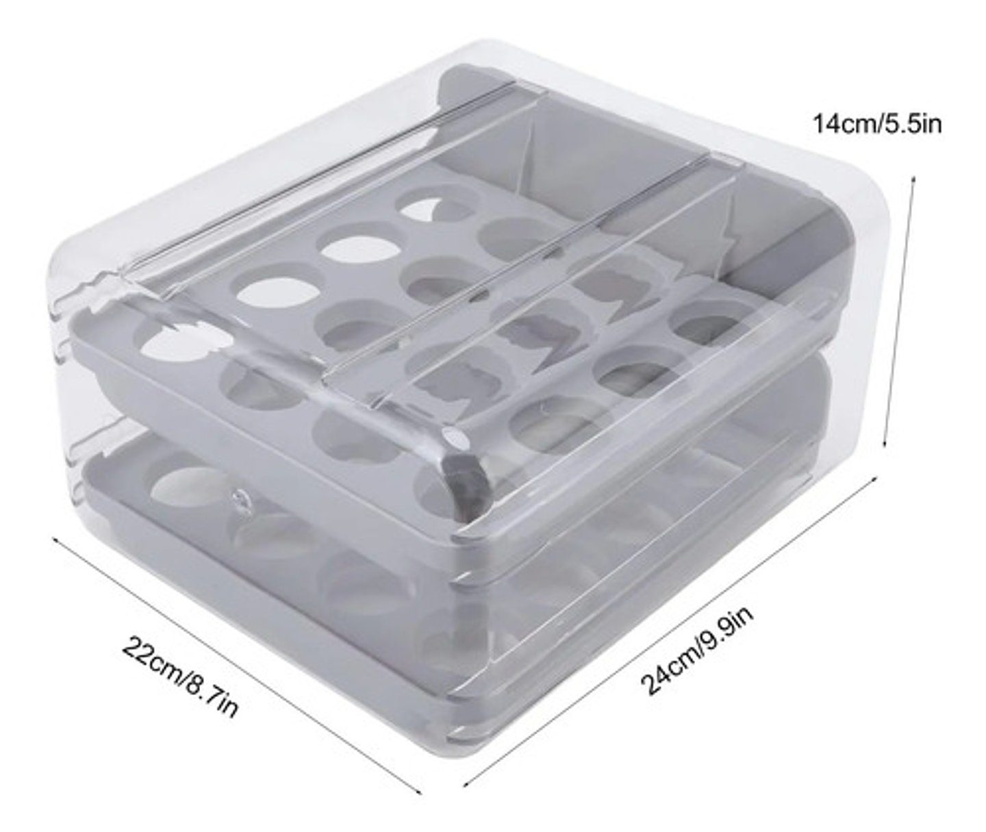 Contenedor De Huevos 32 Compartimentos Doble Capa Gris Blanco 3