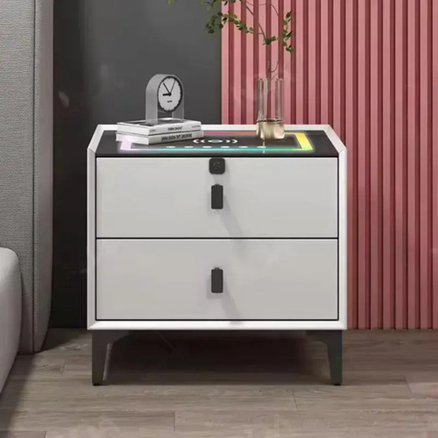 Velador Inteligente Con Huella Bluetooth Y Carga Inalámbrica 2