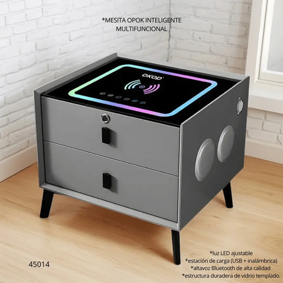 Velador Inteligente Con Huella Bluetooth Y Carga Inalámbrica 7