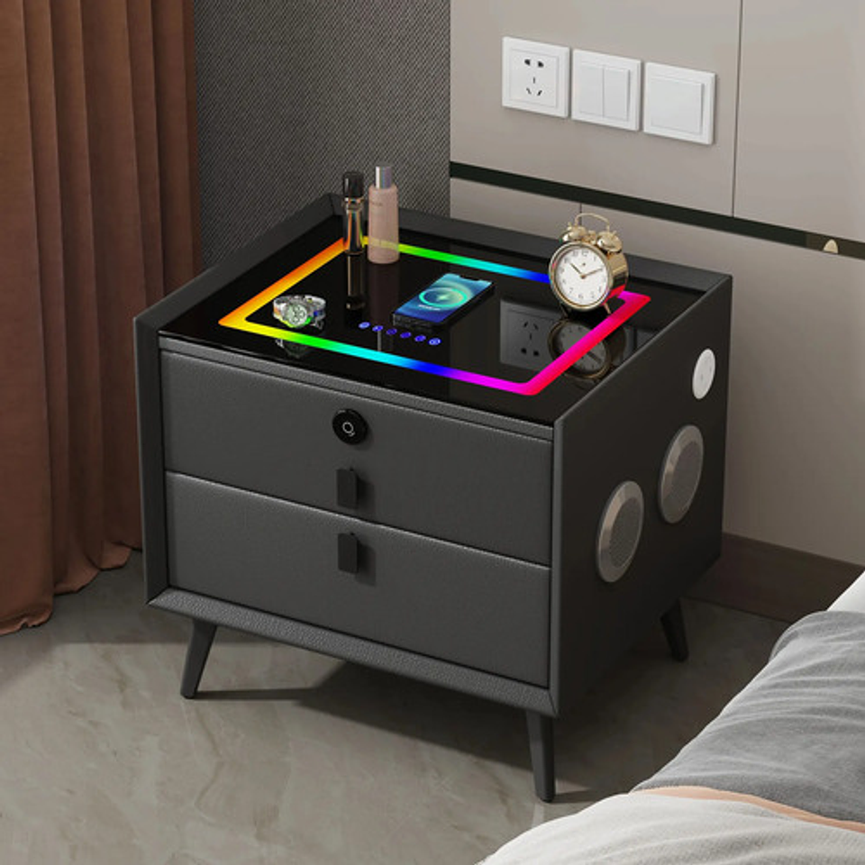 Velador Inteligente Con Huella Bluetooth Y Carga Inalámbrica 8