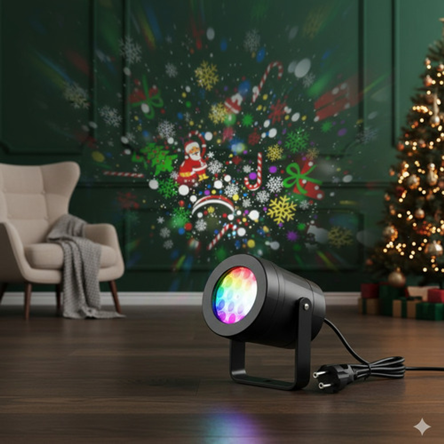 Proyector Led Multicolor Navidad Thek Para Interior Y Exterior Bajo Techo 3
