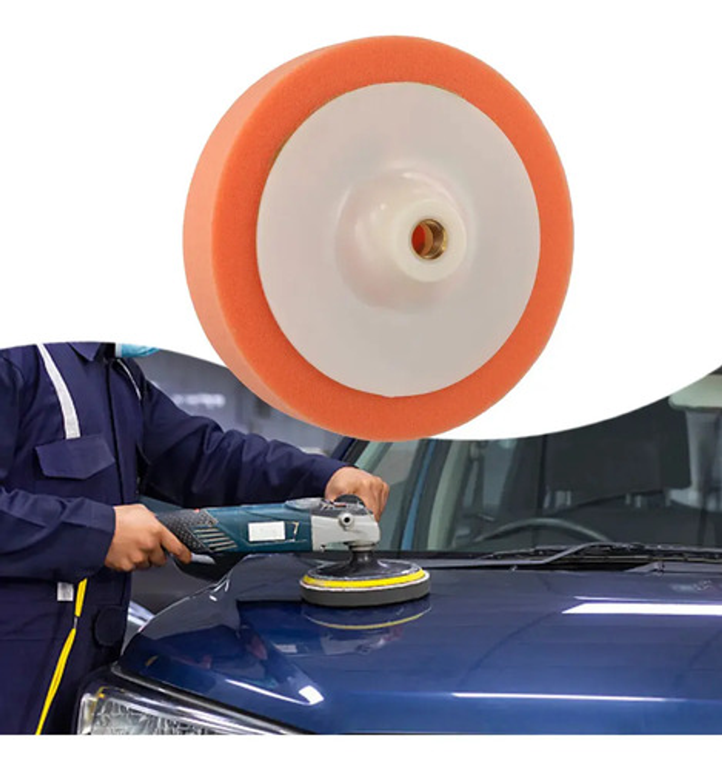 Disco De Esponja Para Pulir De 115mm M14  Color Naranja 1