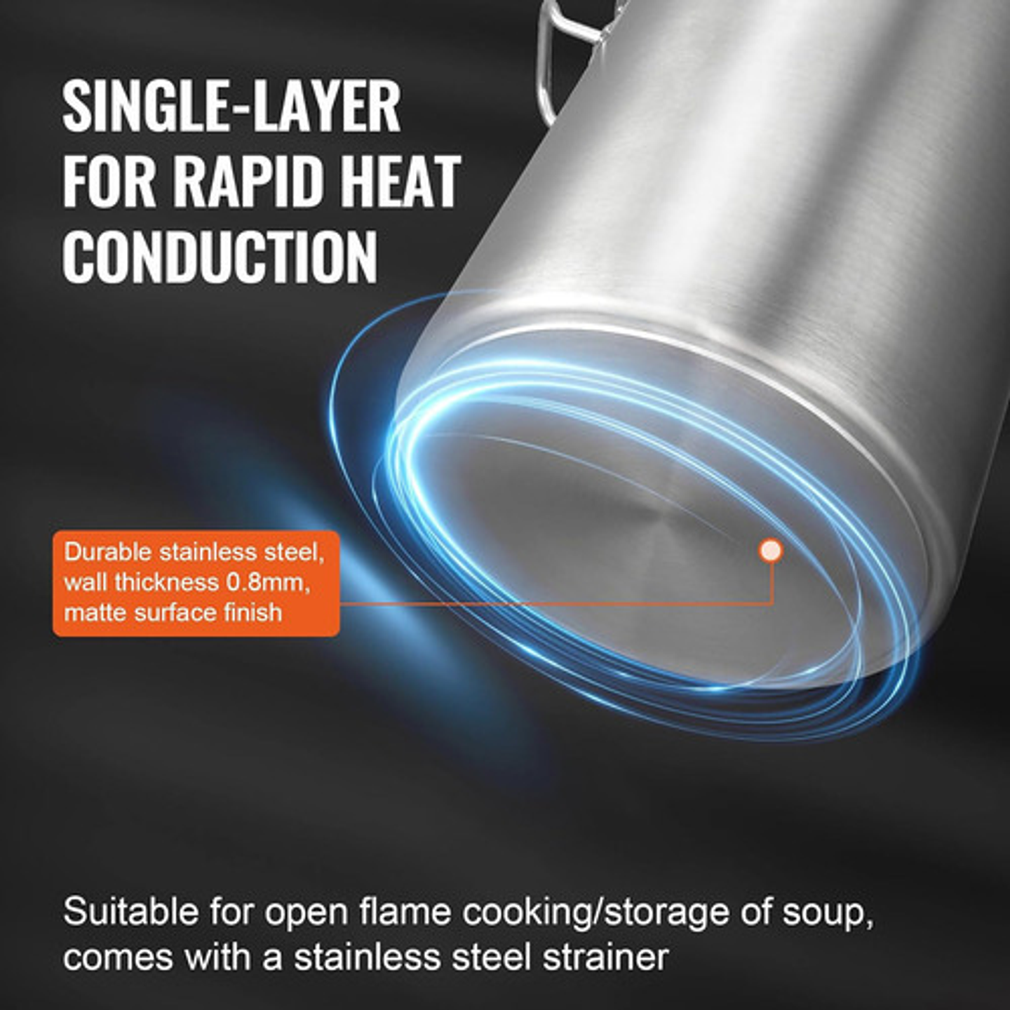 Olla Acero Inoxidable 12 Litros 25x26 Cocina Profesional Plateado 10