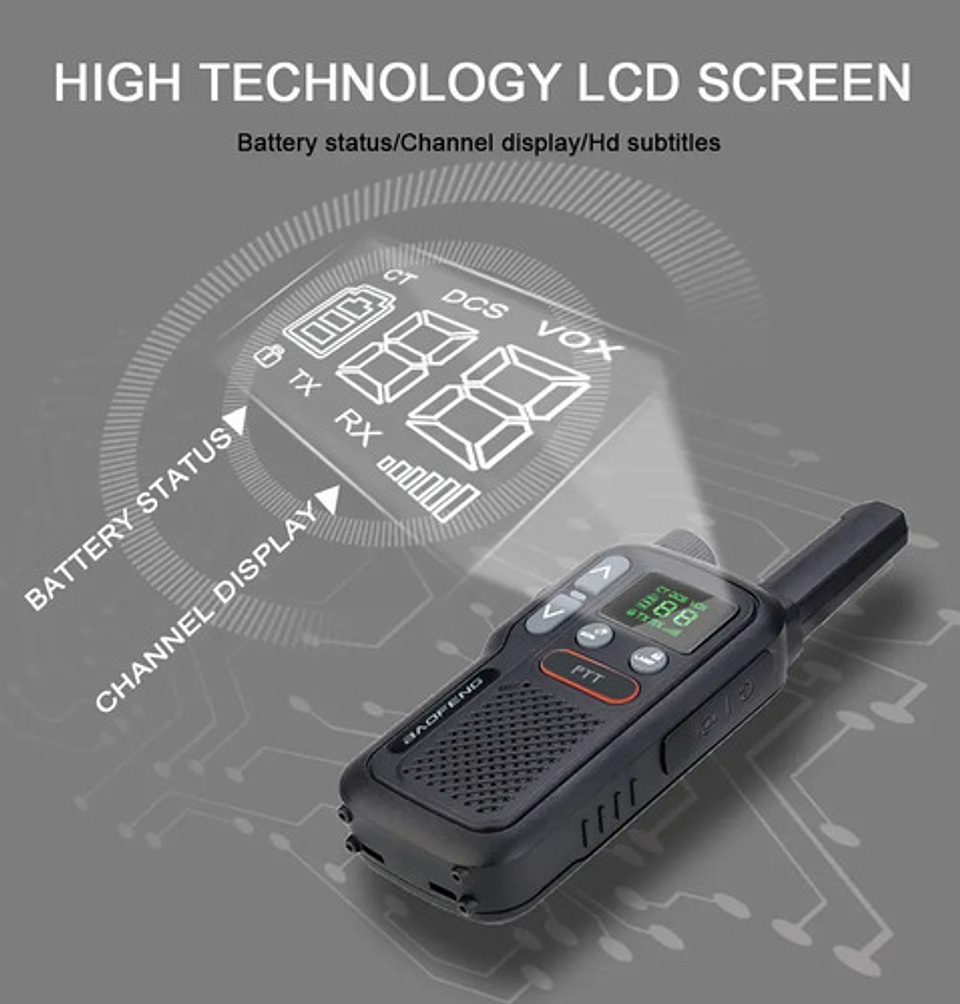 X2 Radio Bidireccional Baofeng T18 5w 1800mah Portátil 11