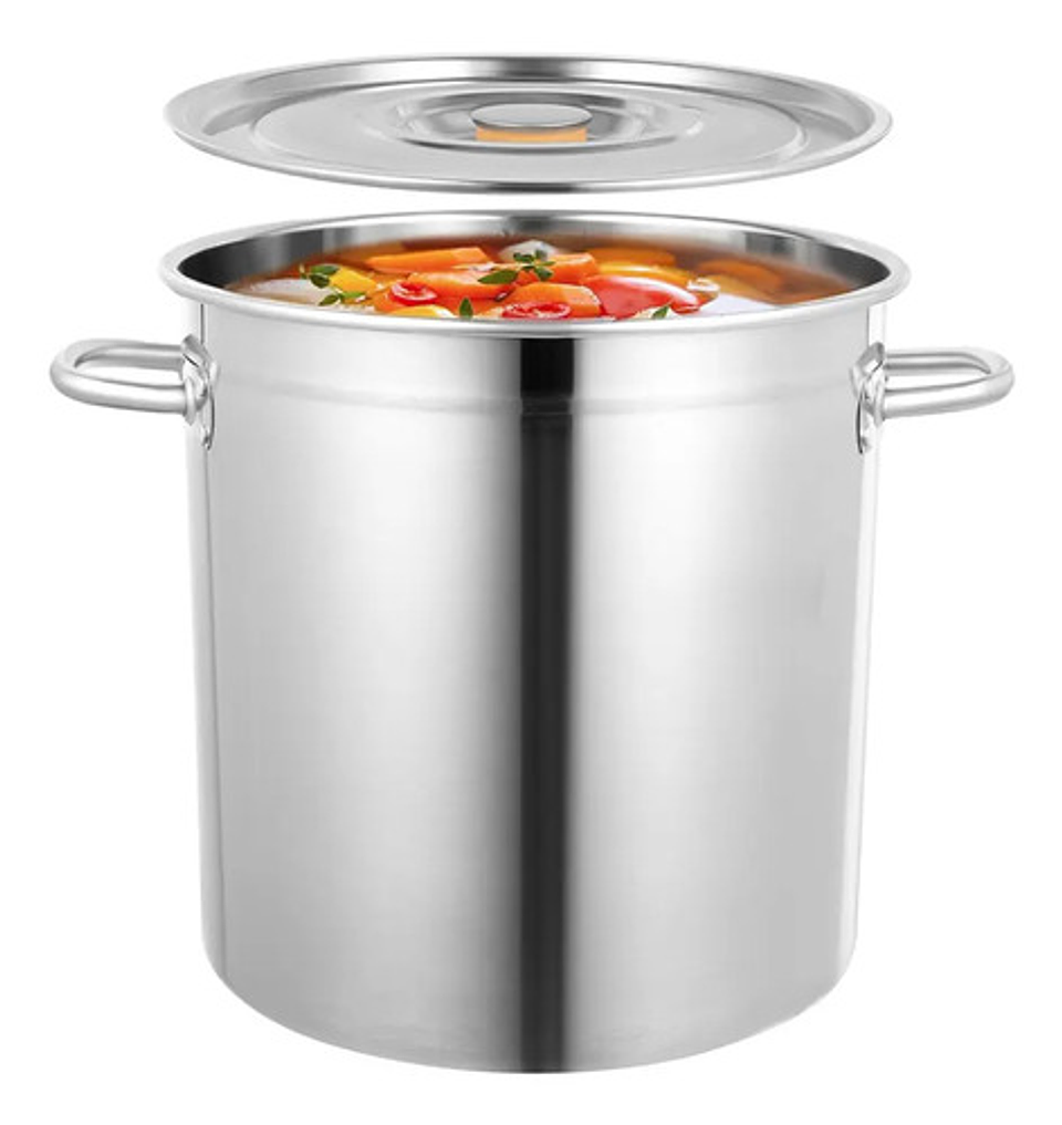 Olla Industrial Acero Inoxidable 35 Litros 35x38 Reforzada Plateado 1