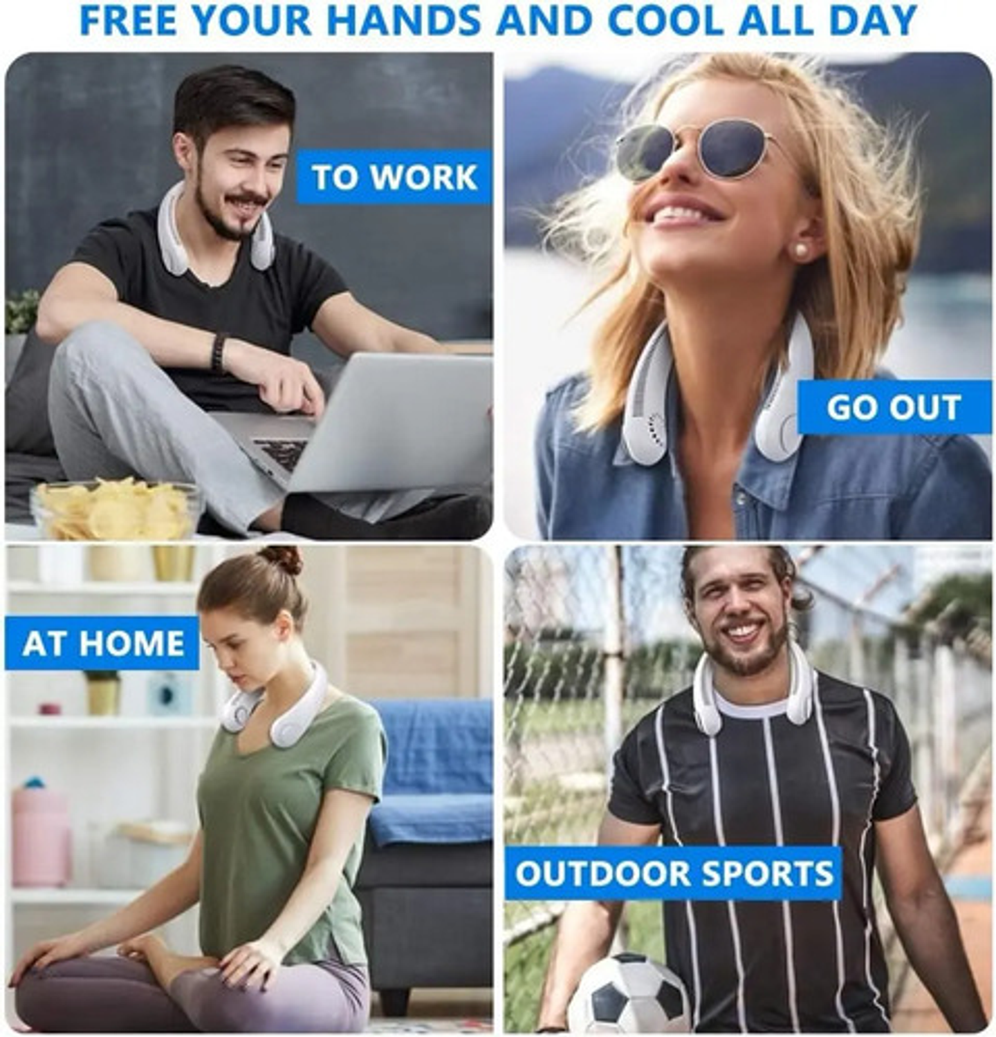 Ventilador De Cuello Portátil 360° Recargable Usb Manos Libr 7