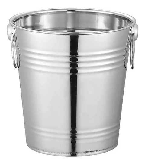 Balde Metálico 9 Litros Acero Inoxidable Con Asas Hielera Plateado Lisa