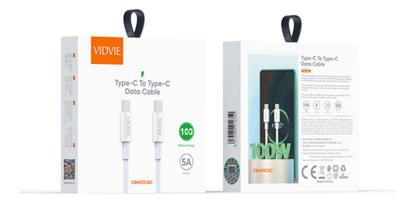 Cable Tipo C A Usb-c Carga Rápida 1.2m 20v/5a (pd 100w) Blanco 3