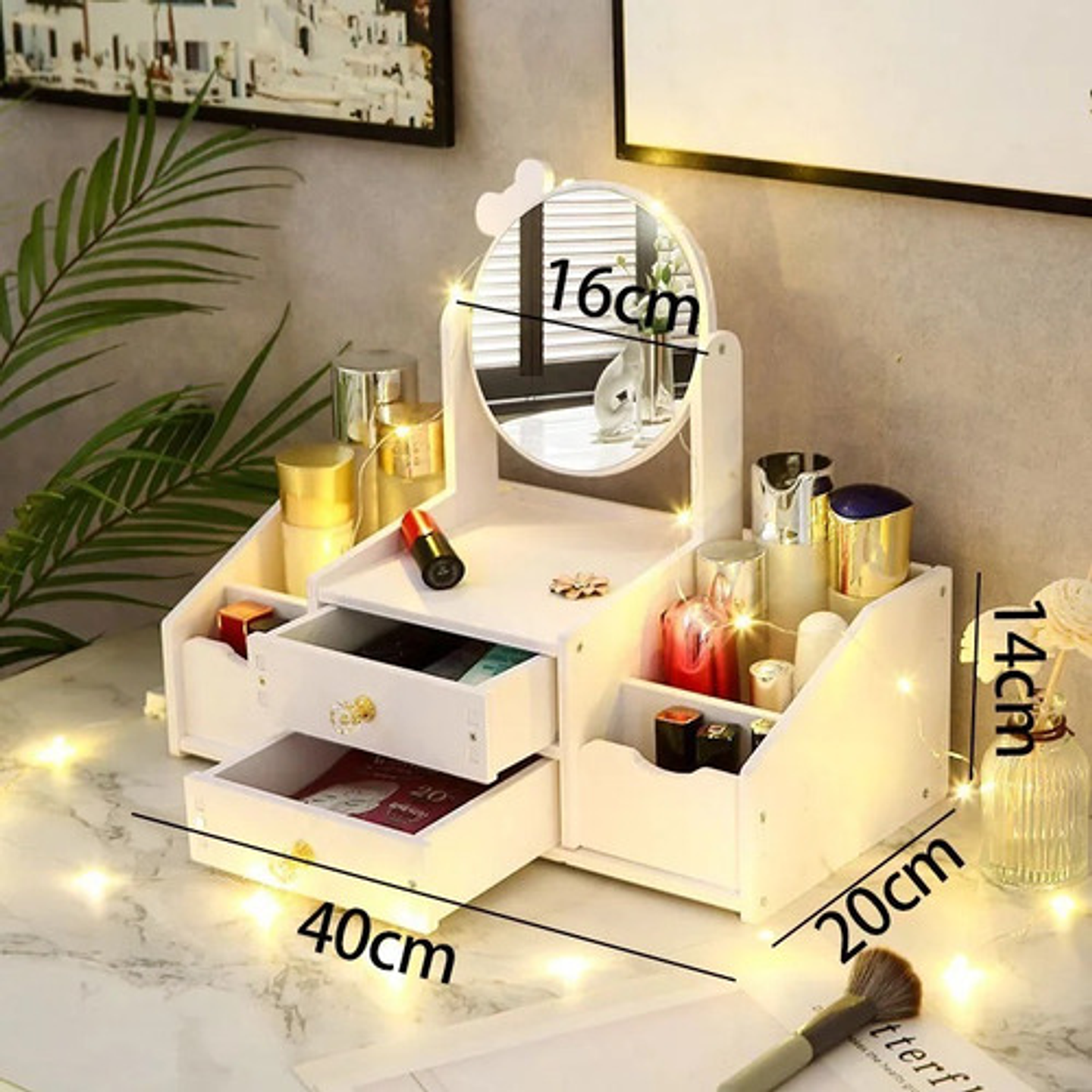 Organizador De Maquillaje Con Espejo Y Cajones Blanco 2