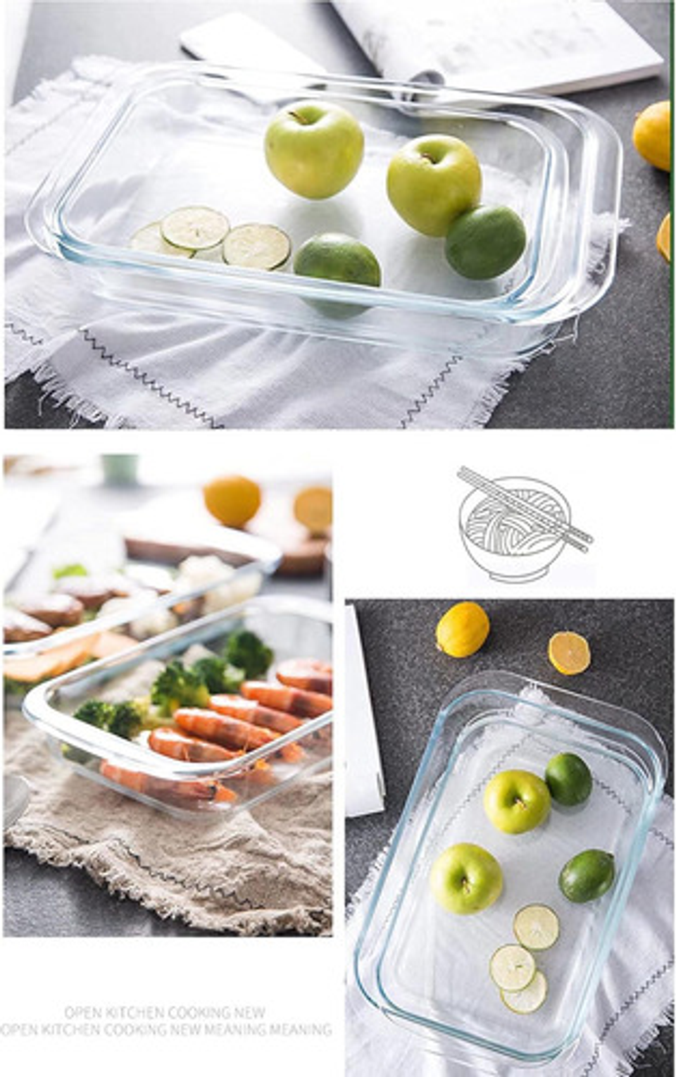 Bandeja Refractario De 3.2l Fuente De Vidrio Para Horno  7