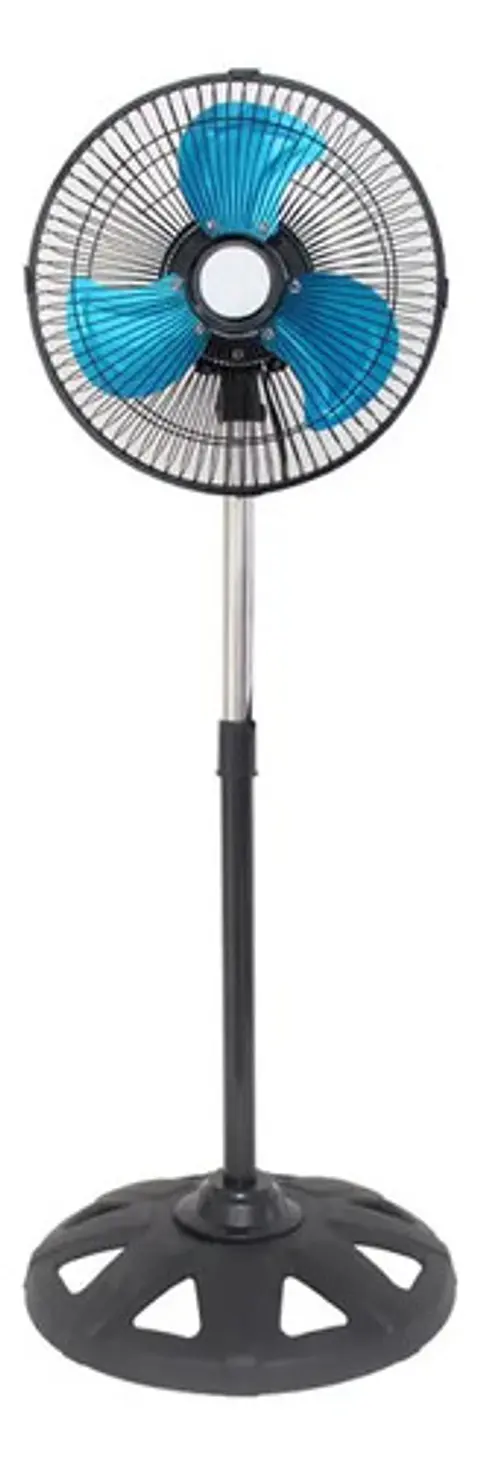 Ventilador De Pie 12 Pulgadas 3 Velocidades Regulable Negro Azul Plástico