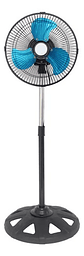 Ventilador De Pie 12 Pulgadas 3 Velocidades Regulable Negro Azul Plástico - Miniatura 1