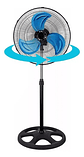 Ventilador De Pie 12 Pulgadas 3 Velocidades Regulable Negro Azul Plástico - Miniatura 2