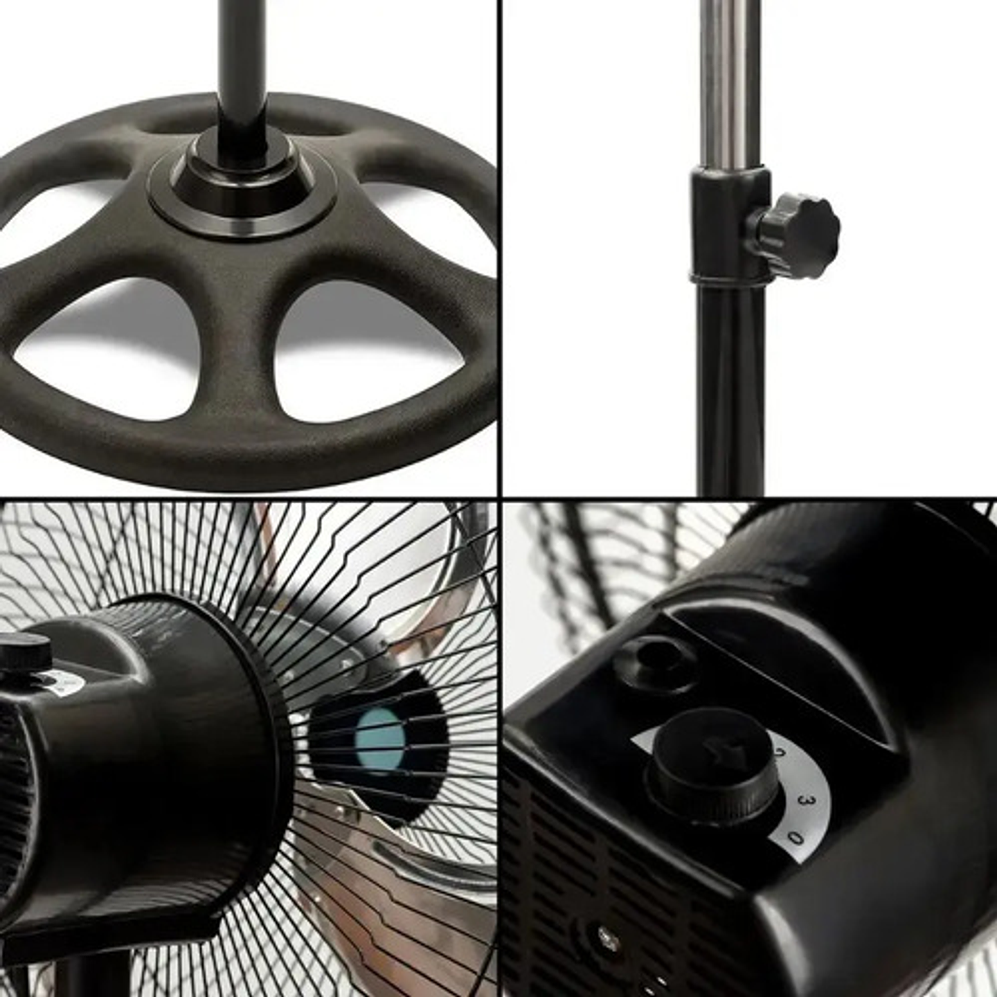 Ventilador De Pie 12 Pulgadas 3 Velocidades Regulable Negro Azul Plástico 3